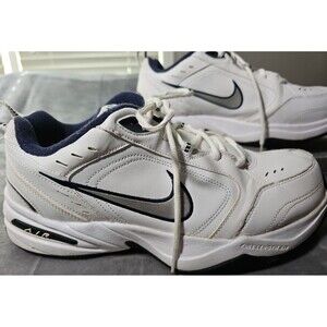 Nike Air Monarch Training Shoes Men's 416355 102 White Metallic Blue Size 11